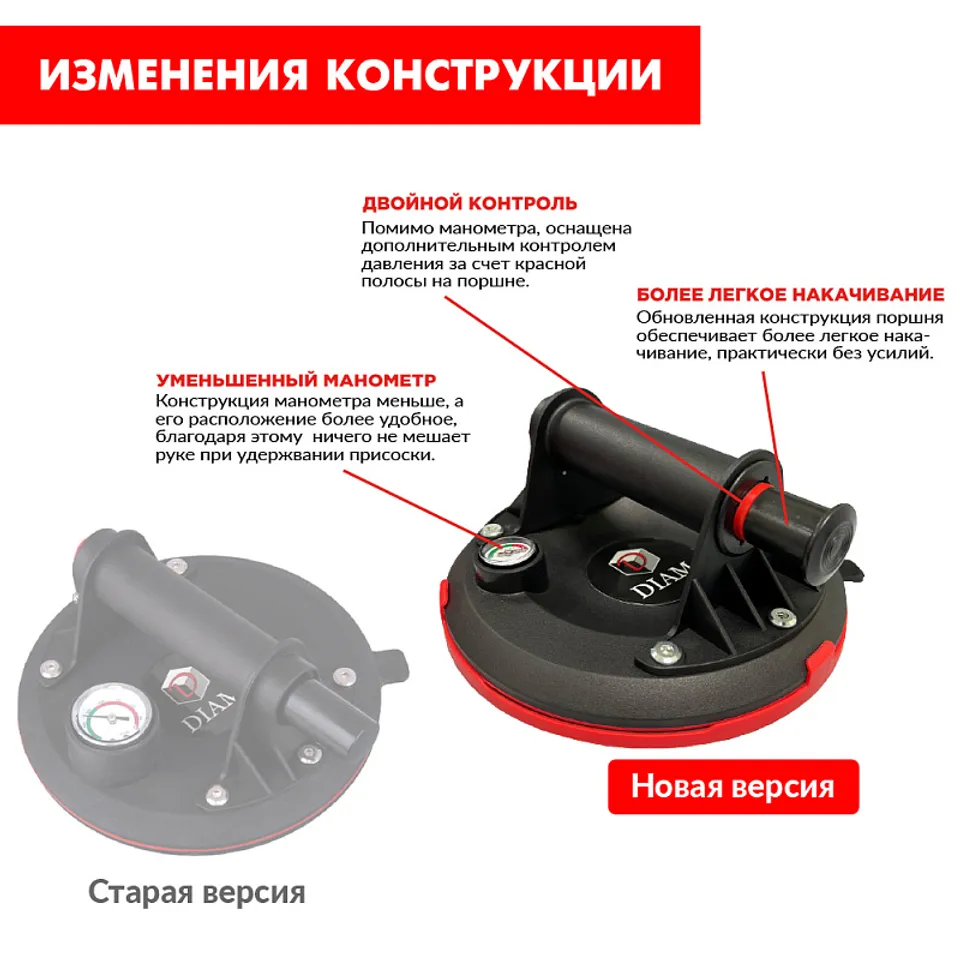 Присоска с ручной помпой и манометром DIAM 205 мм, фото 2