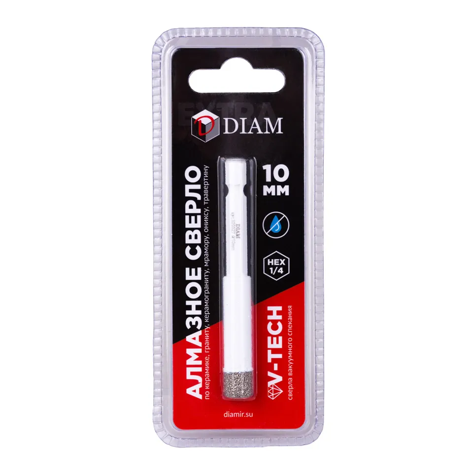 Сверло алмазное DIAM серия Экстра V-TECH 10 мм HEX-E 1/4, фото 6