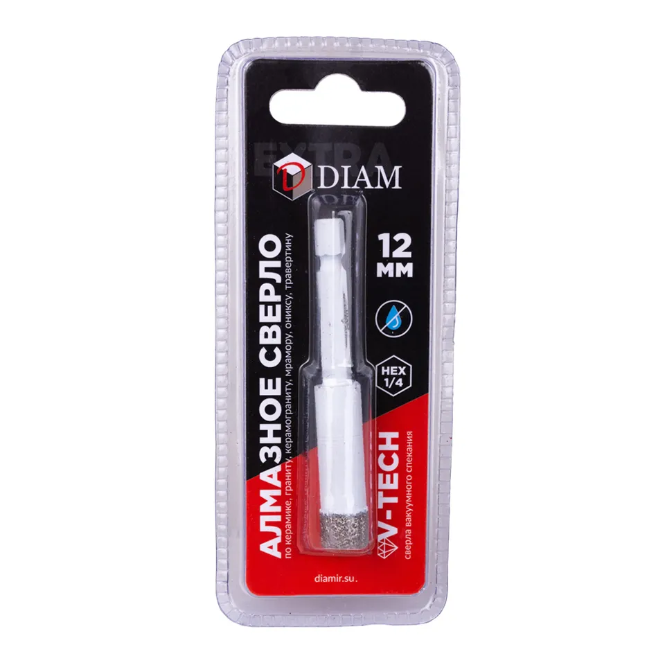 Сверло алмазное DIAM серия Экстра V-TECH 12 мм HEX-E 1/4, фото 6